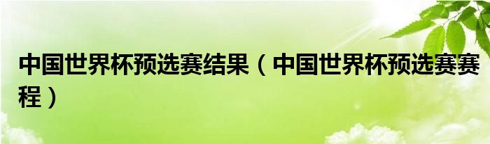 中國(guó)世界杯預(yù)選賽結(jié)果（中國(guó)世界杯預(yù)選賽賽程）