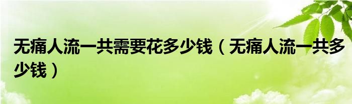 無痛人流一共需要花多少錢（無痛人流一共多少錢）