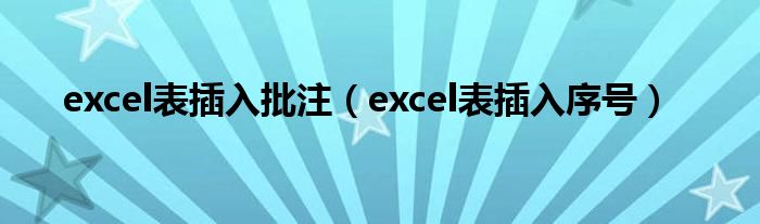 excel表插入批注（excel表插入序號）