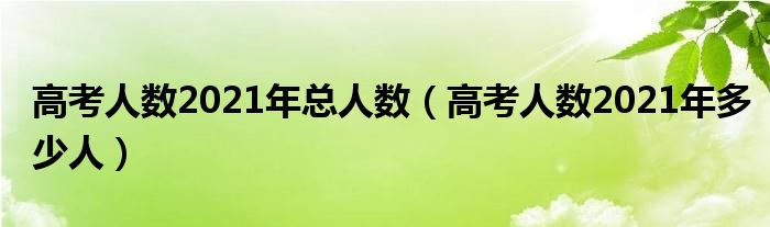 高考人數(shù)2021年總?cè)藬?shù)（高考人數(shù)2021年多少人）