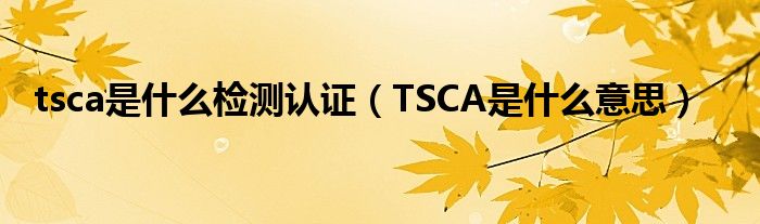 tsca是什么檢測認證（TSCA是什么意思）