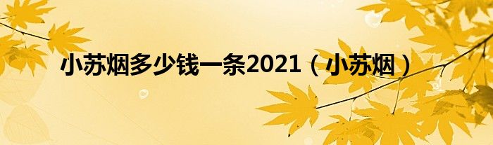 小蘇煙多少錢一條2021（小蘇煙）