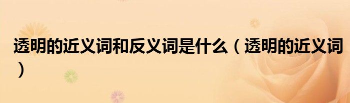 透明的近義詞和反義詞是什么（透明的近義詞）