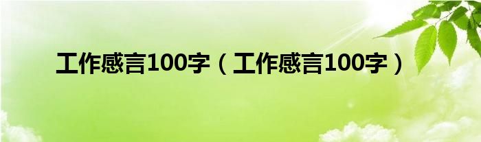 工作感言100字（工作感言100字）