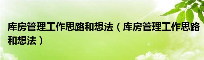 庫(kù)房管理工作思路和想法（庫(kù)房管理工作思路和想法）