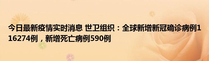 今日最新疫情實時消息 世衛(wèi)組織：全球新增新冠確診病例116274例，新增死亡病例590例