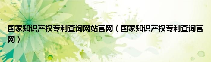 國家知識產(chǎn)權(quán)專利查詢網(wǎng)站官網(wǎng)（國家知識產(chǎn)權(quán)專利查詢官網(wǎng)）