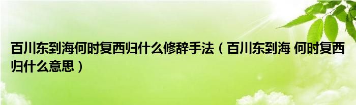 百川東到海何時復(fù)西歸什么修辭手法（百川東到海 何時復(fù)西歸什么意思）