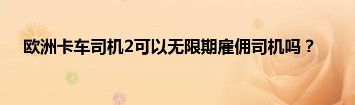 歐洲卡車司機(jī)2可以無限期雇傭司機(jī)嗎？