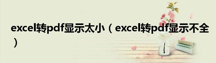 excel轉(zhuǎn)pdf顯示太小（excel轉(zhuǎn)pdf顯示不全）