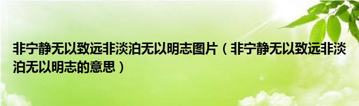 非寧靜無以致遠(yuǎn)非淡泊無以明志圖片（非寧靜無以致遠(yuǎn)非淡泊無以明志的意思）