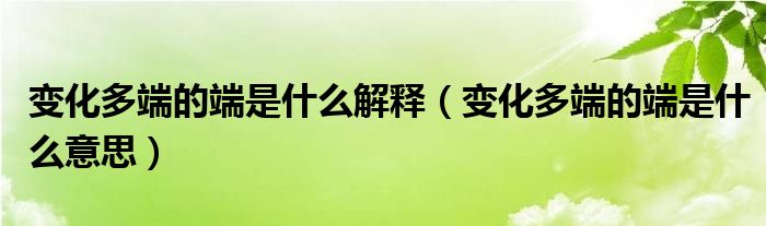 變化多端的端是什么解釋（變化多端的端是什么意思）