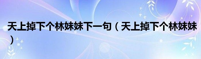 天上掉下個(gè)林妹妹下一句（天上掉下個(gè)林妹妹）