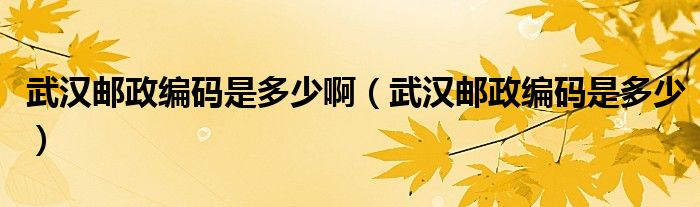 武漢郵政編碼是多少?。ㄎ錆h郵政編碼是多少）