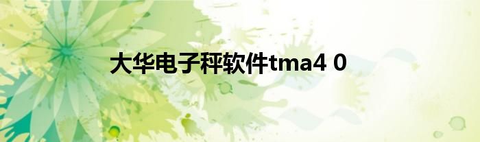 大華電子秤軟件tma4 0