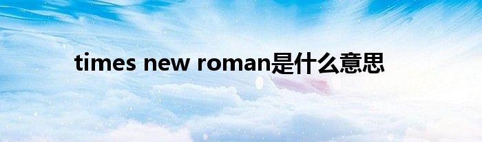 times new roman是什么意思