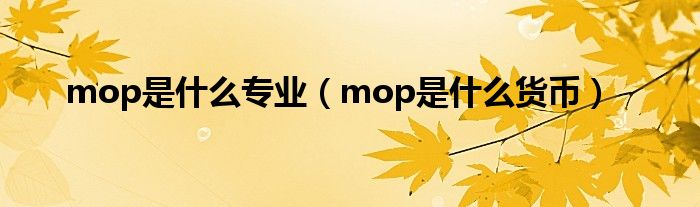 mop是什么專業(yè)（mop是什么貨幣）