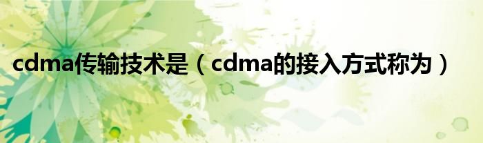 cdma傳輸技術是（cdma的接入方式稱為）