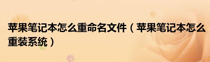 蘋果筆記本怎么重命名文件（蘋果筆記本怎么重裝系統(tǒng)）