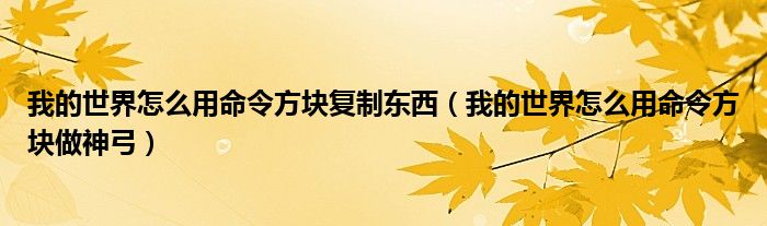 我的世界怎么用命令方塊復(fù)制東西（我的世界怎么用命令方塊做神弓）