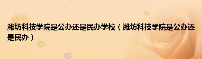 濰坊科技學院是公辦還是民辦學校（濰坊科技學院是公辦還是民辦）