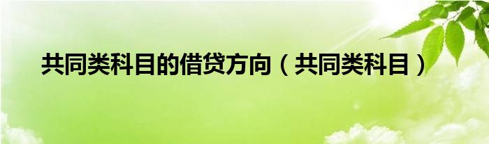 共同類科目的借貸方向（共同類科目）