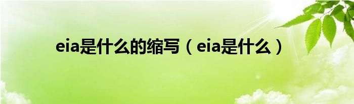 eia是什么的縮寫（eia是什么）