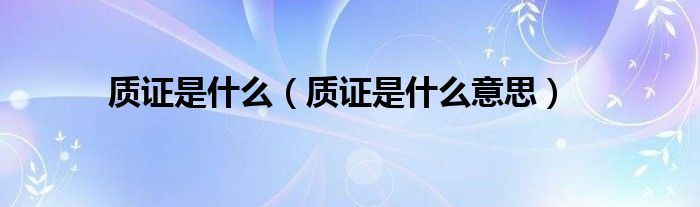 質(zhì)證是什么（質(zhì)證是什么意思）