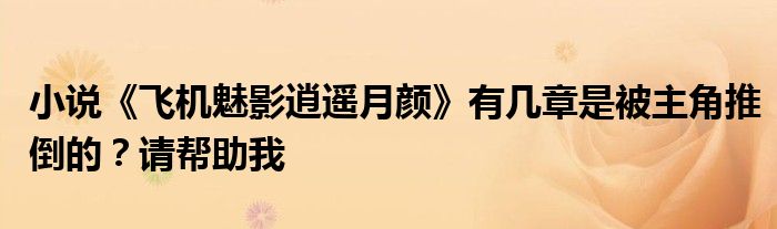 小說《飛機魅影逍遙月顏》有幾章是被主角推倒的？請幫助我