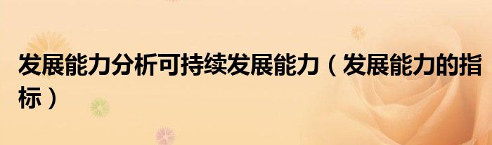 發(fā)展能力分析可持續(xù)發(fā)展能力（發(fā)展能力的指標(biāo)）