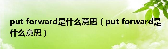 put forward是什么意思（put forward是什么意思）