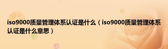 iso9000質(zhì)量管理體系認(rèn)證是什么（iso9000質(zhì)量管理體系認(rèn)證是什么意思）