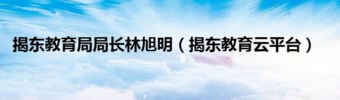 揭東教育局局長林旭明（揭東教育云平臺）