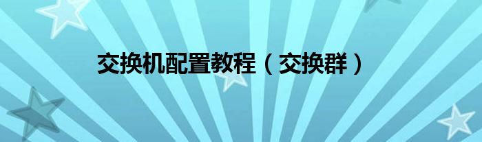 交換機配置教程（交換群）