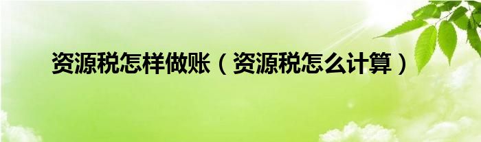 資源稅怎樣做賬（資源稅怎么計算）