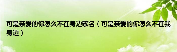 可是親愛的你怎么不在身邊歌名（可是親愛的你怎么不在我身邊）