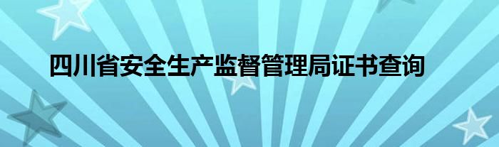 四川省安全生產(chǎn)監(jiān)督管理局證書查詢