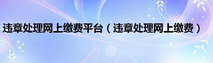 違章處理網(wǎng)上繳費(fèi)平臺（違章處理網(wǎng)上繳費(fèi)）