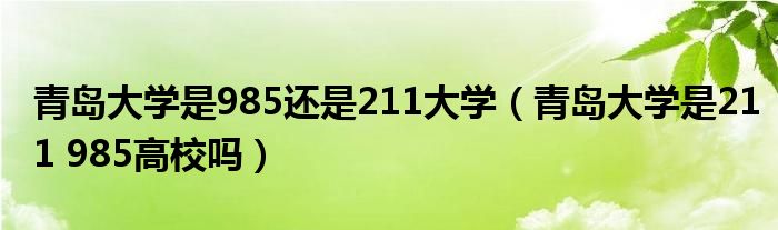 青島大學(xué)是985還是211大學(xué)（青島大學(xué)是211 985高校嗎）