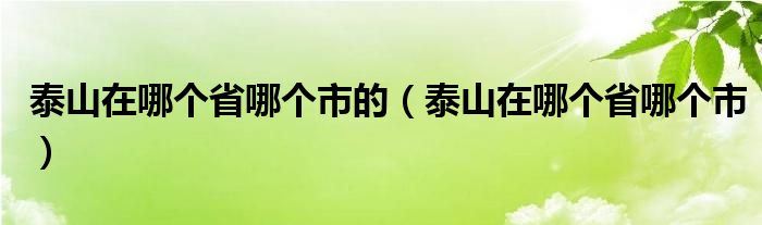 泰山在哪個(gè)省哪個(gè)市的（泰山在哪個(gè)省哪個(gè)市）