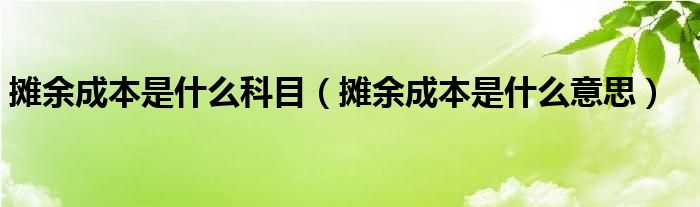 攤余成本是什么科目（攤余成本是什么意思）