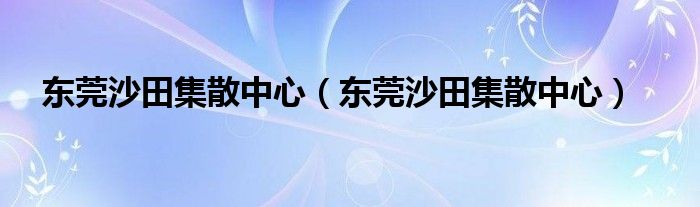 東莞沙田集散中心（東莞沙田集散中心）