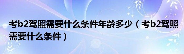 考b2駕照需要什么條件年齡多少（考b2駕照需要什么條件）