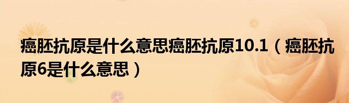 癌胚抗原是什么意思癌胚抗原10.1（癌胚抗原6是什么意思）