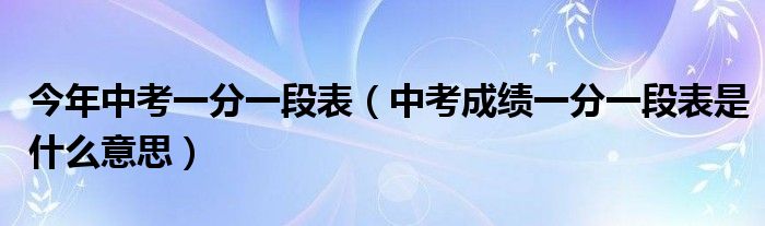 今年中考一分一段表（中考成績一分一段表是什么意思）