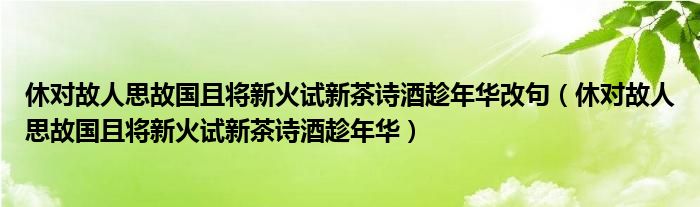 休對故人思故國且將新火試新茶詩酒趁年華改句（休對故人思故國且將新火試新茶詩酒趁年華）