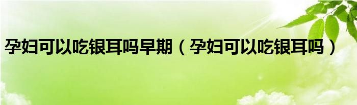 孕婦可以吃銀耳嗎早期（孕婦可以吃銀耳嗎）