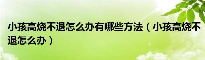 小孩高燒不退怎么辦有哪些方法（小孩高燒不退怎么辦）