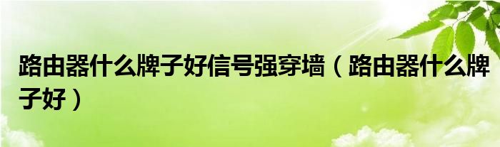 路由器什么牌子好信號(hào)強(qiáng)穿墻（路由器什么牌子好）