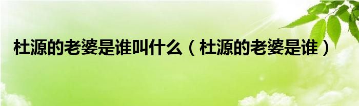 杜源的老婆是誰叫什么（杜源的老婆是誰）